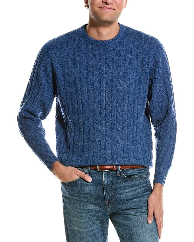 Men’s lightweight mock-neck sweater-Alashan Cable Wool Pullover