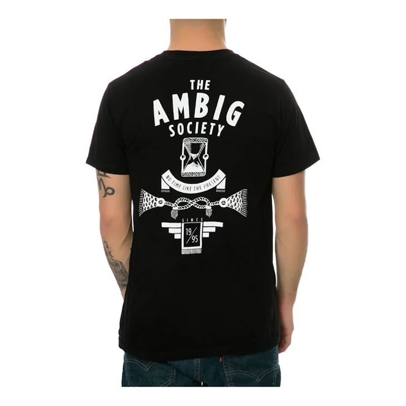 Men’s bold washed top-AMBIG Mens The Concealed Back Hit Graphic T-Shirt, Black, Large