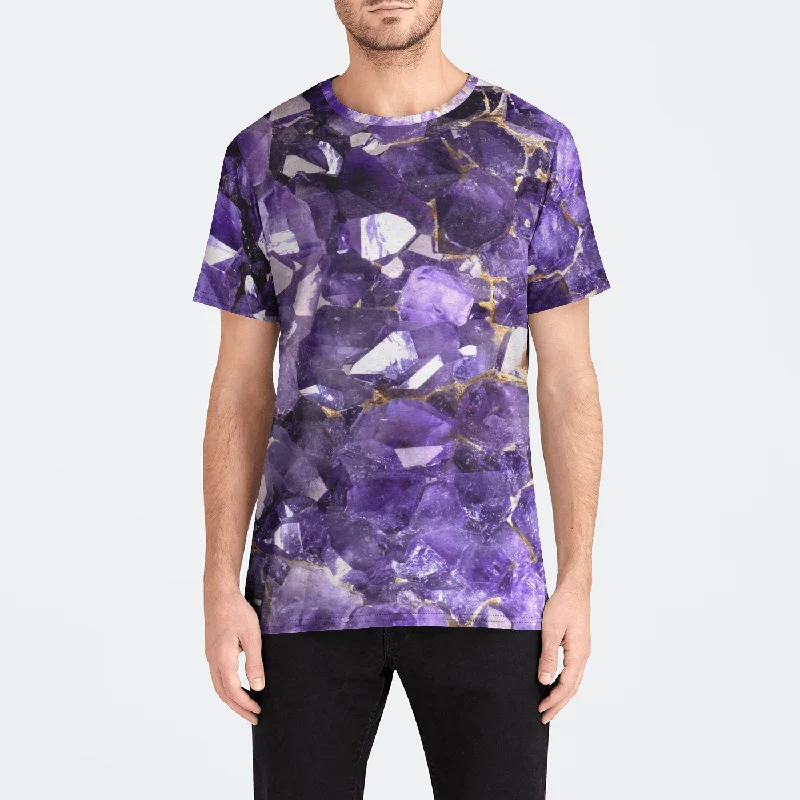 Men’s lightweight tropical tee-Amethyst Aura Mens Crew Tee