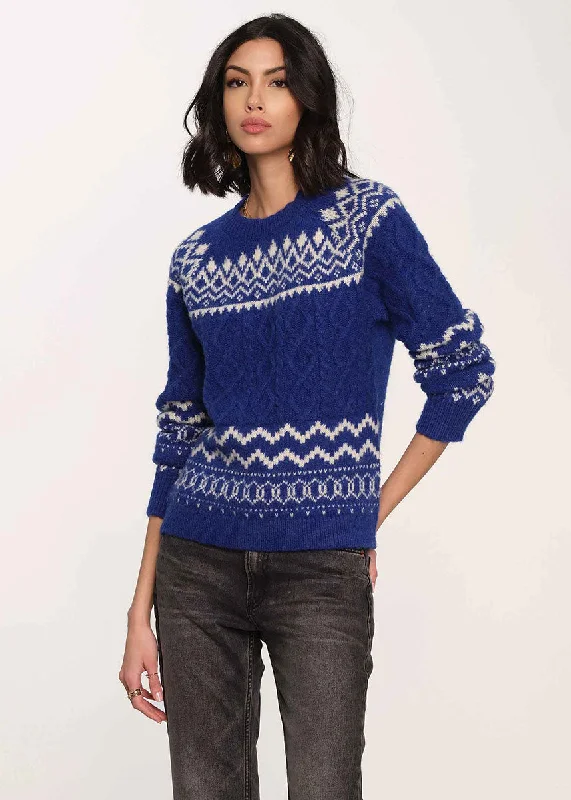 Men’s trendy henley sweater-Annora Sweater - Cobalt