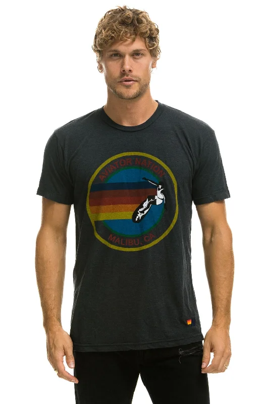 Men’s casual washed tee-AVIATOR NATION MALIBU CREW TEE SHIRT - CHARCOAL