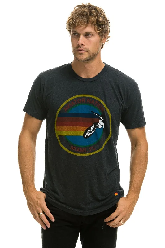 Men’s casual loose-fit shirt-AVIATOR NATION MIAMI TEE -  CHARCOAL