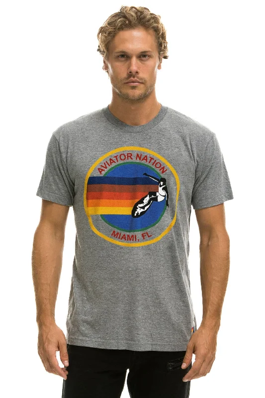 Men’s relaxed striped tee-AVIATOR NATION MIAMI TEE -  HEATHER GREY