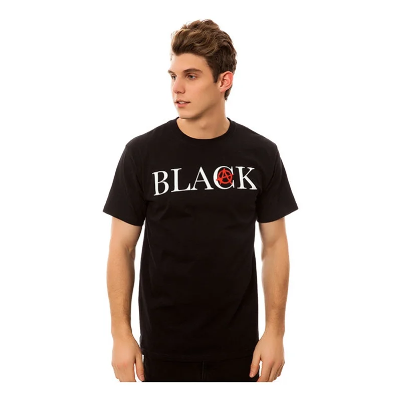 Men’s lightweight faded top-Black Scale Mens The Anarchy Logotype Graphic T-Shirt