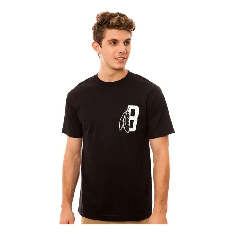 Men’s bold washed top-Black Scale Mens The Feather B Logo Graphic T-Shirt, Black, Small