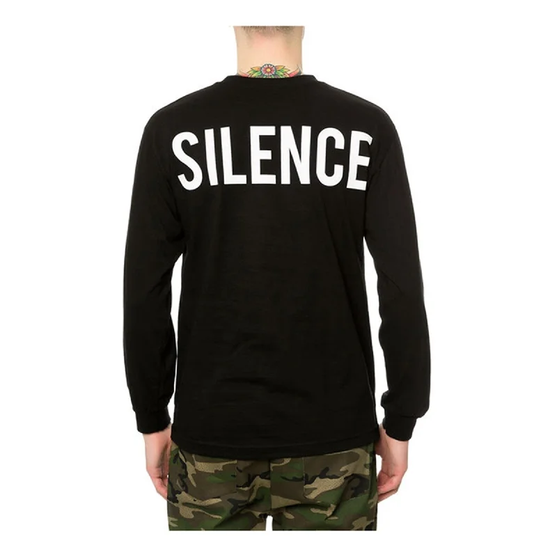 Men’s vintage logo shirt-Black Scale Mens The Moment Of Silence LS Graphic T-Shirt, Black, Small