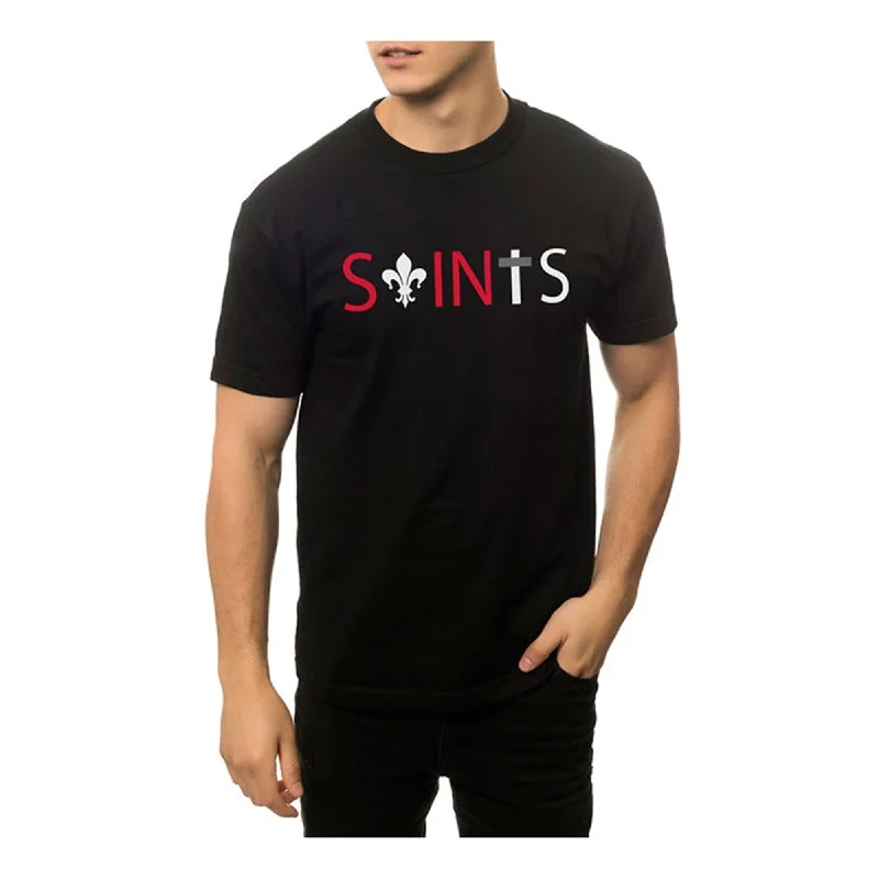 Men’s comfy washed tee-Black Scale Mens The Saints Graphic T-Shirt, Black, Medium