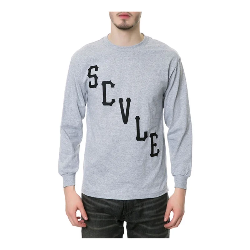 Men’s lightweight faded top-Black Scale Mens The Scvle Logo LS Graphic T-Shirt, Grey, Large