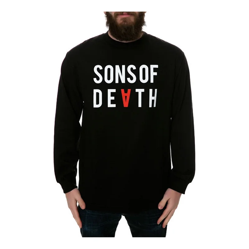 Men’s vintage washed shirt-Black Scale Mens The Sons Of Death Ls Graphic T-Shirt