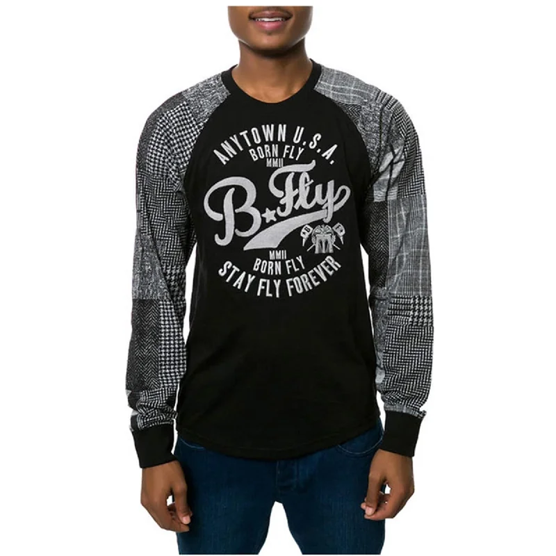 Men’s casual washed tee-Born Fly Mens The Casablanca Raglan Embellished T-Shirt, Black, Small