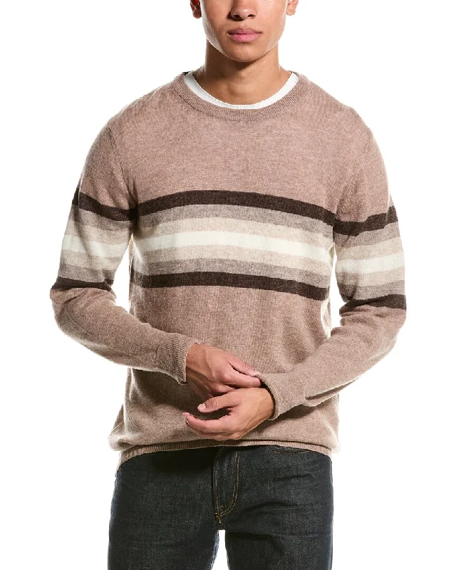 Men’s slim-fit shawl sweater-Brodie Cashmere Wool & Cashmere-Blend Blake Stripe Jumper