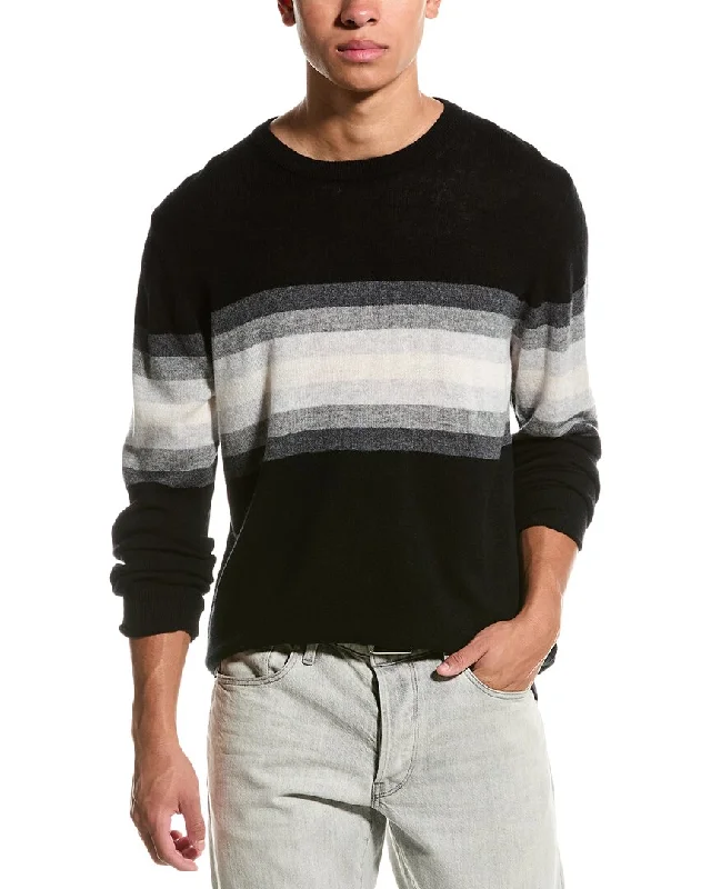 Men’s comfy mock-neck sweater-Brodie Cashmere Wool & Cashmere-Blend Blake Stripe Jumper