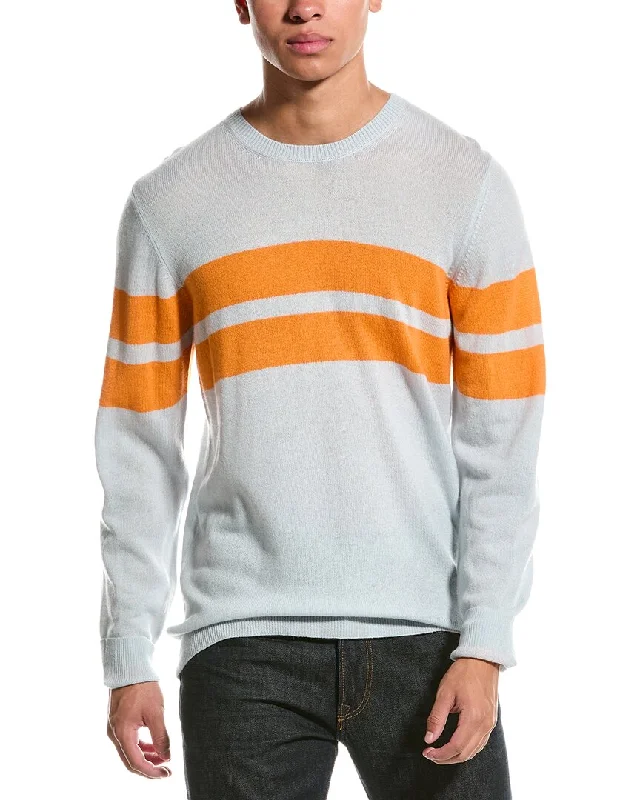 Men’s bright roll-neck sweater-Brodie Cashmere Wool & Cashmere-Blend Dual Stripe Crewneck Sweater