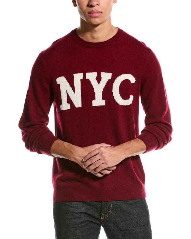 Men’s durable fisherman sweater-Brodie Cashmere Wool & Cashmere-Blend NYC Crewneck Sweater