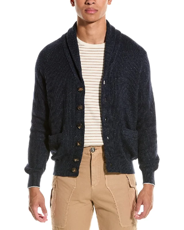 Men’s lightweight shawl sweater-Brunello Cucinelli Linen-Blend Cardigan