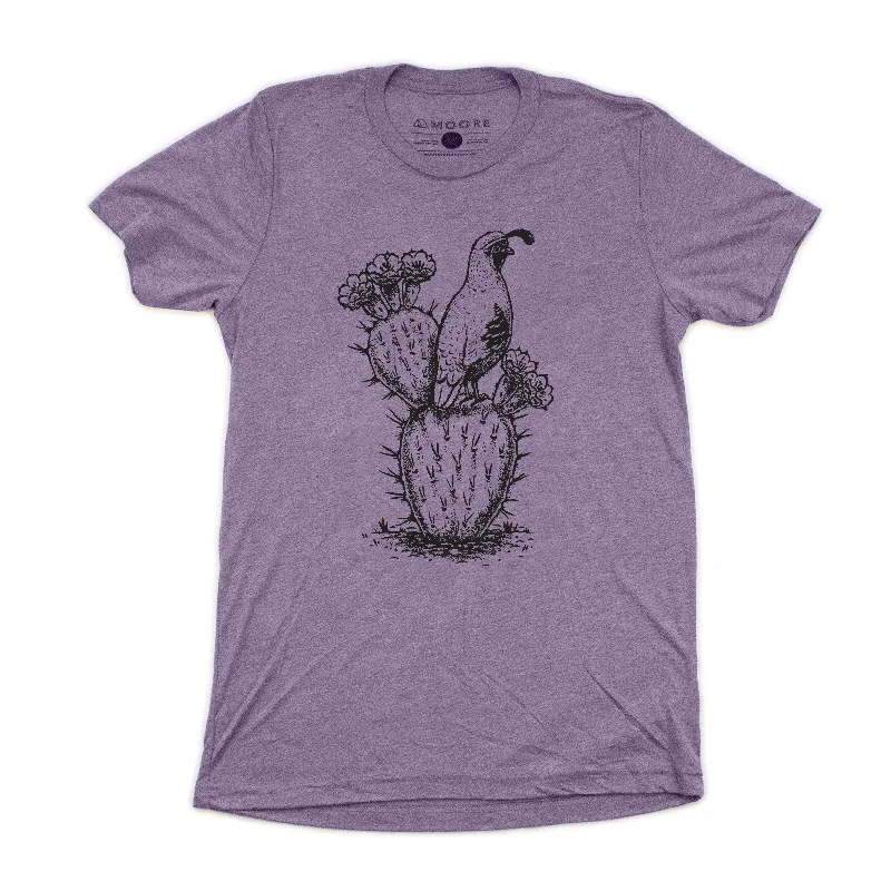 Men’s bright washed top-Cactus Quail Tee-Heather Purple