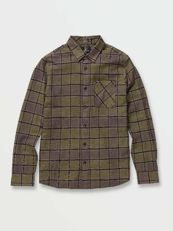 Men’s vintage athletic top-Caden Plaid Long Sleeve Flannel - Military