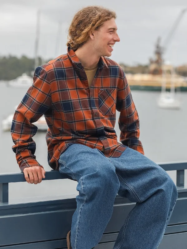 Men’s breathable slim top-Caden Plaid Long Sleeve Flannel - Mocha