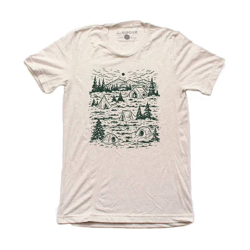 Men’s bright camo top-Campground Tee-Oatmeal