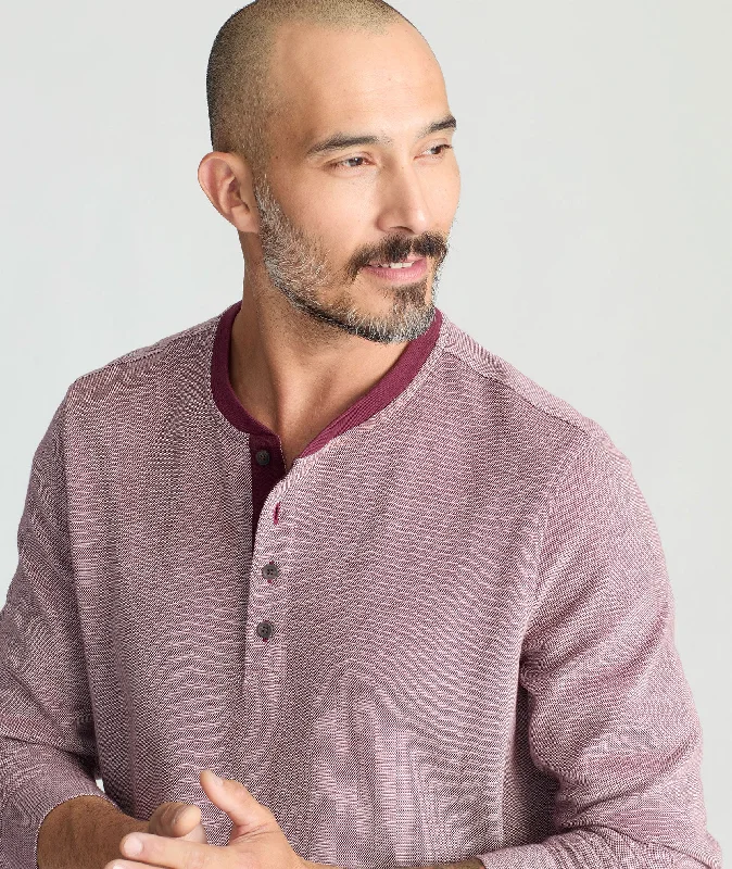 Men’s soft faded top-Cotton Pique Henley