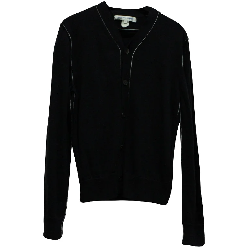 Men’s slim-fit roll-neck sweater-Comme Des Garcons Button Up Cardigan in Navy Blue Acrylic