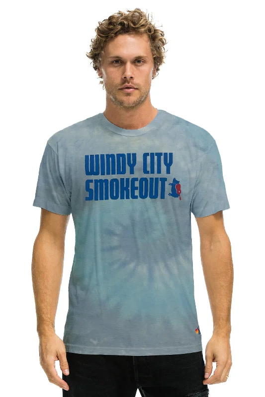 Men’s breathable slim top-WINDY CITY SMOKEOUT 2023 TEE - TIE DYE HEATHER BLUE