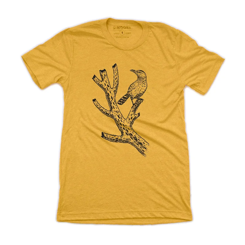 Men’s relaxed graphic short-sleeve shirt-Desert Bird Tee-Mustard