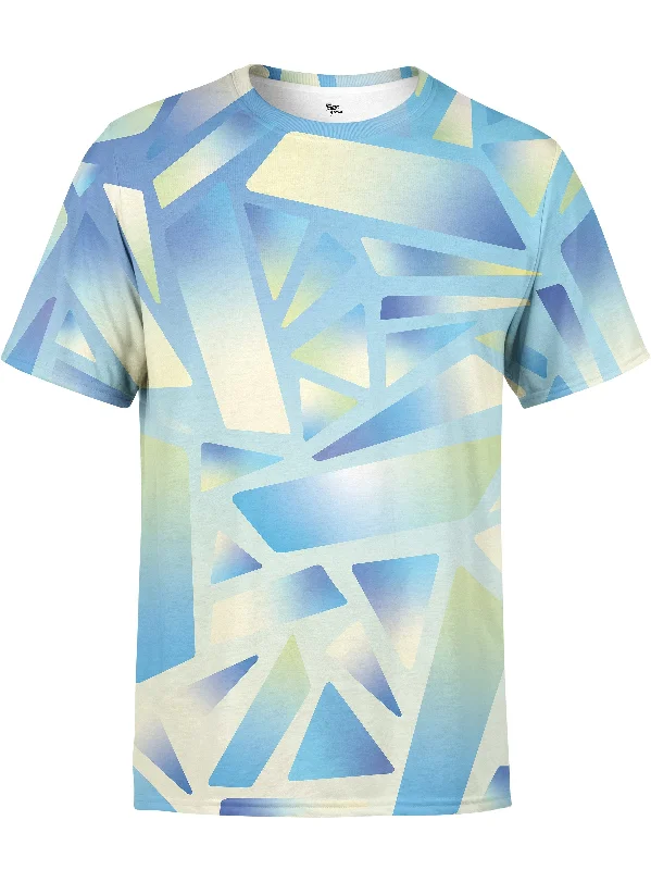 Men’s bold geometric short-sleeve top-Electric Stained Glass (Blue Ice) Unisex Crew