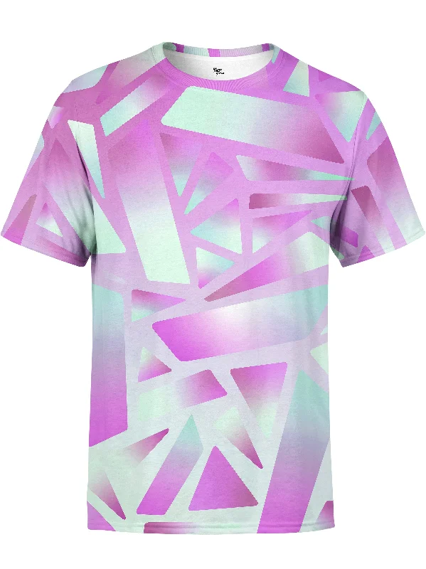 Men’s soft bamboo short-sleeve top-Electric Stained Glass (Pink Ice) Unisex Crew