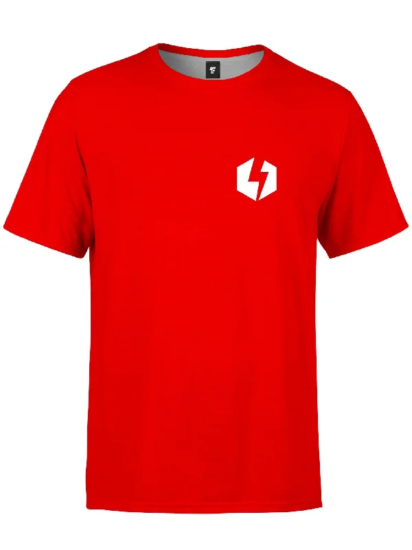 Men’s breathable organic tee-Electro Bolt (Red) Unisex Crew