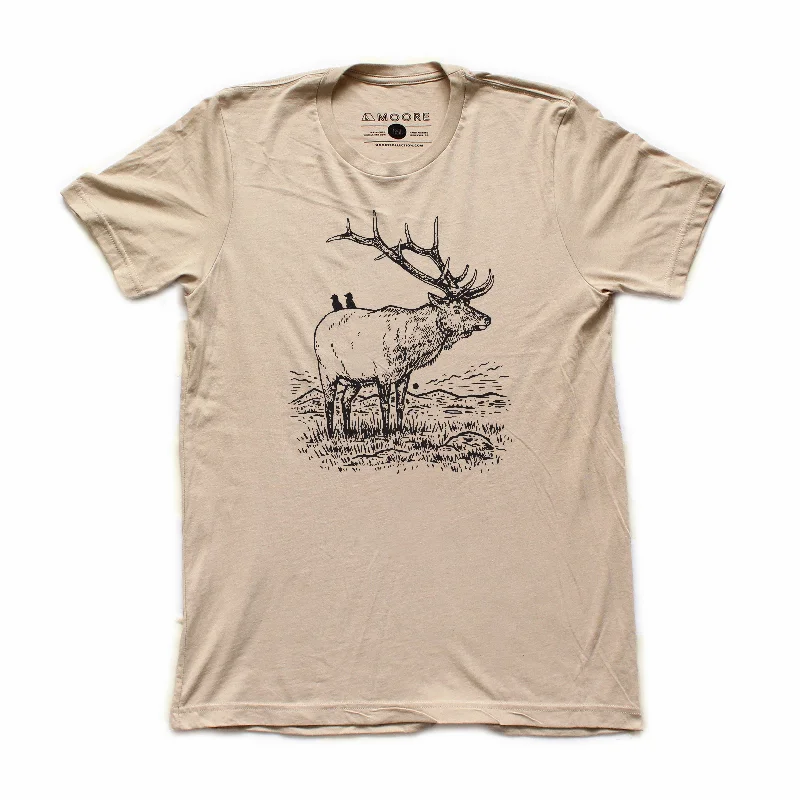 Men’s casual graphic top-Elk Tee-Tan Triblend