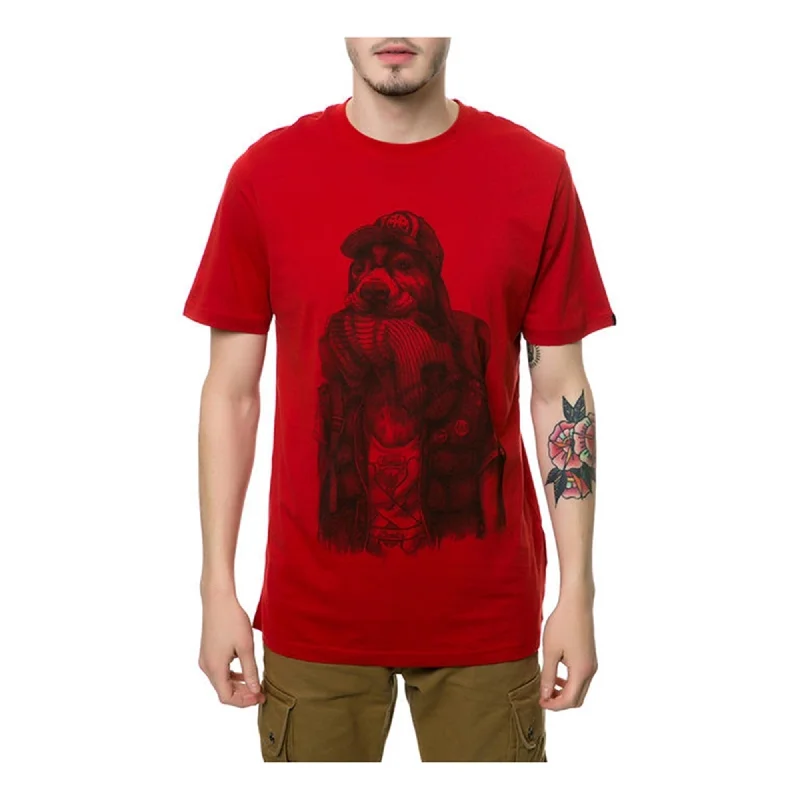 Men’s comfy tropical tee-Emerica. Mens The Bones Not Bombs Graphic T-Shirt, Red, Small