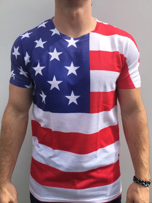 Men’s breathable tropical top-Flag Crew