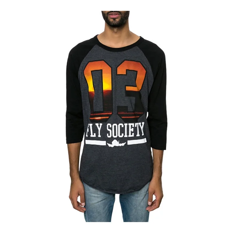 Men’s durable casual tee-Fly Society Mens 3 the Fly Way Graphic T-Shirt, Black, Small