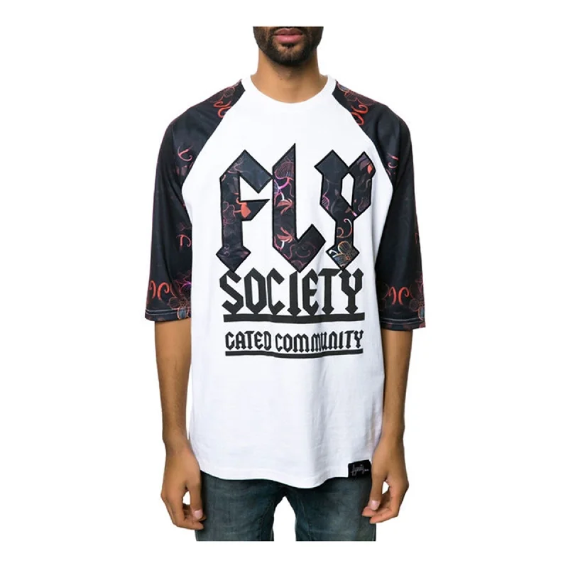 Men’s soft geometric tee-Fly Society Mens The Jersey Raglan Embellished T-Shirt