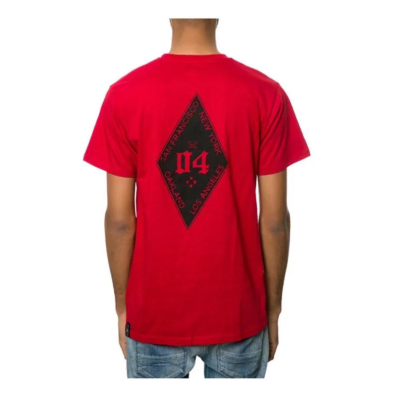 Men’s slim striped short-sleeve tee-Fourstar Clothing Mens The 04 Diamond Graphic T-Shirt, Red, Small