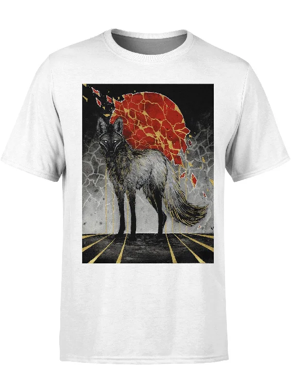 Men’s slim-fit graphic tee-Golden Mane Wolf Unisex Crew