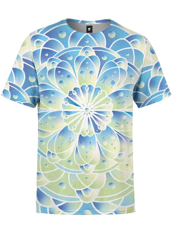 Men’s soft abstract tee-Indigo Ice Mandala Unisex Crew