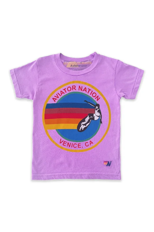 Men’s relaxed striped tee-KID'S AVIATOR NATION TEE - NEON PURPLE