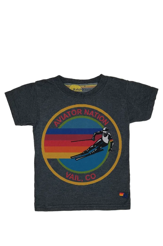 Men’s breathable abstract shirt-KID'S AVIATOR NATION VAIL TEE - CHARCOAL