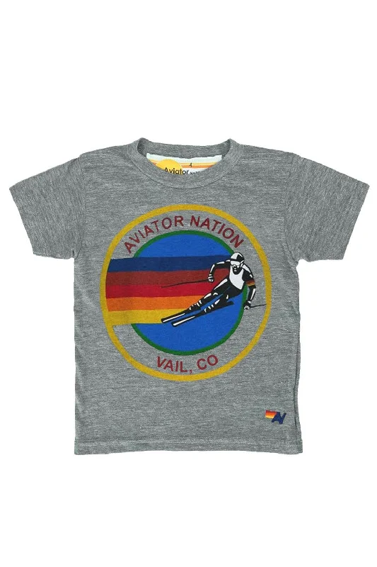 Men’s bright performance shirt-KID'S AVIATOR NATION VAIL TEE - HEATHER GREY