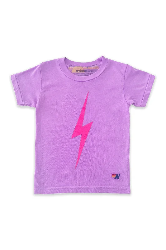 Men’s soft tie-dye tee-KID'S BOLT TEE - NEON PURPLE // NEON PINK