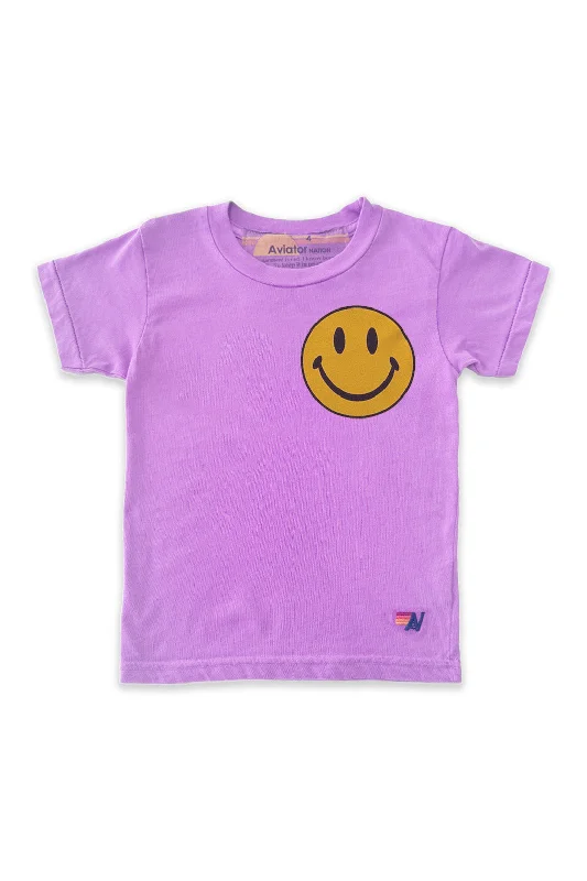 Men’s trendy striped shirt-KID'S SMILEY 2 TEE - NEON PURPLE