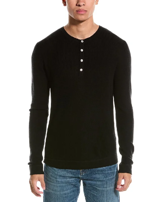 Men’s lightweight chunky sweater-Kier+J Wool & Cashmere-Blend Henley Sweater