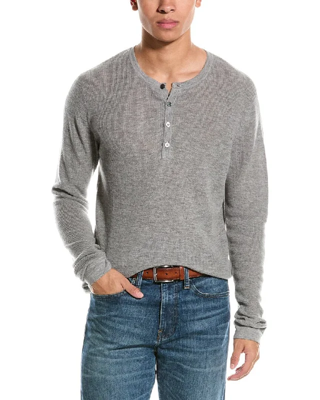 Men’s bright chenille sweater-Kier+J Wool & Cashmere-Blend Henley Sweater