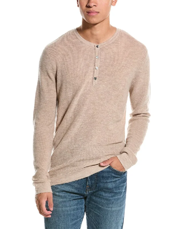 Men’s lightweight alpaca sweater-Kier+J Wool & Cashmere-Blend Henley Sweater