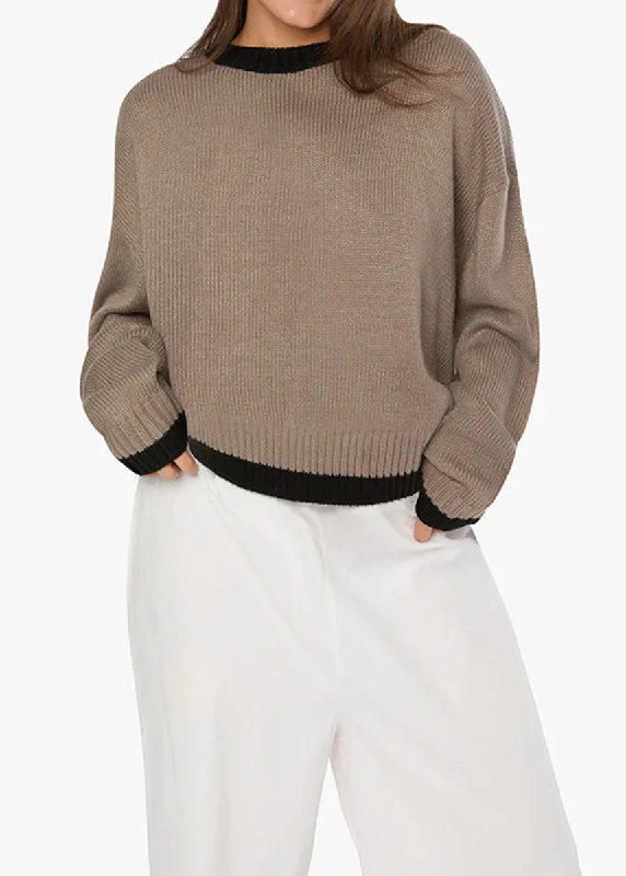 Men’s modern chunky sweater-Layla Oversized Sweater - Stone & Black