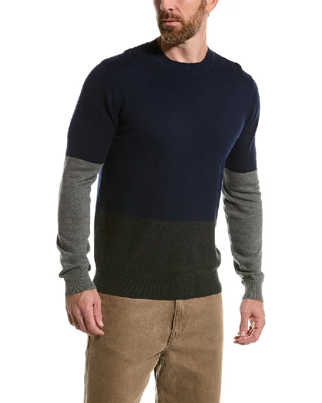 Men’s vintage roll-neck sweater-Loft 604 Colorblocked Wool Crewneck Sweater