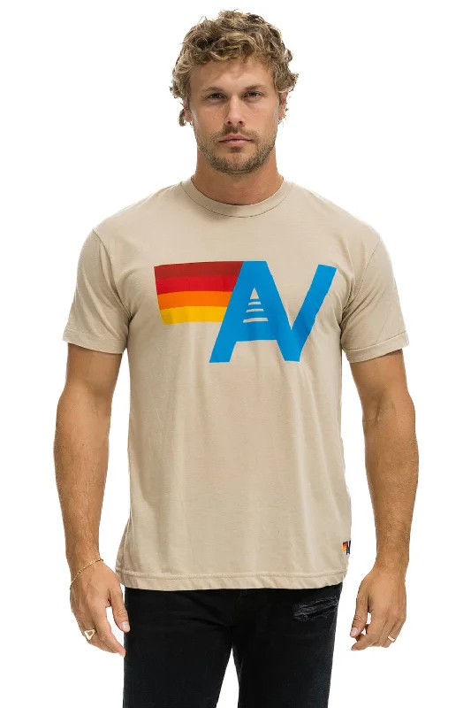 Men’s durable graphic tee-LOGO TEE - SAND