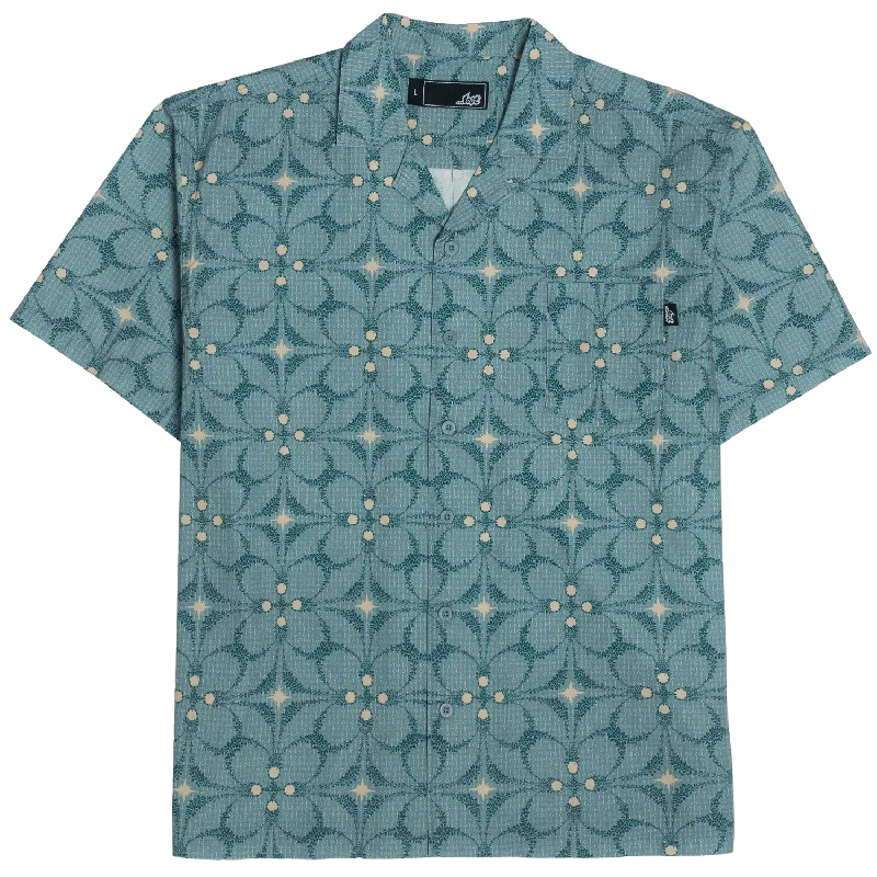 Men’s vintage athletic top-Lost Nifty Woven S/S Shirt-Sea Fog